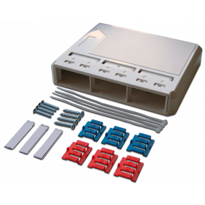 Wall mounting fiber optic box for 3 modular inserts, white
